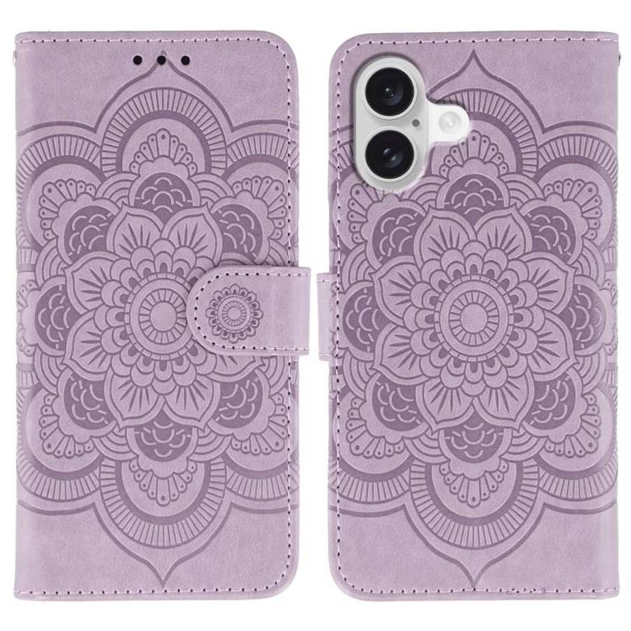 Sun Mandala Embossing Leather Phone Case, For iPhone 16e / 17e, For iPhone 17 Pro Max, For iPhone...