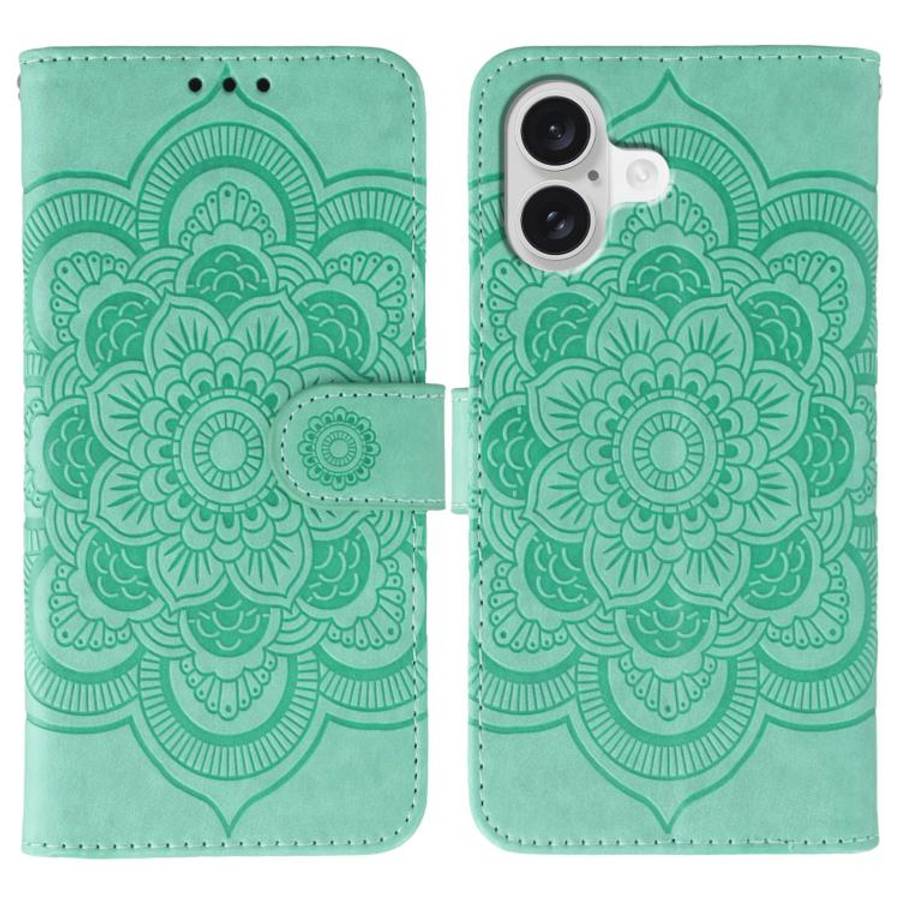 Sun Mandala Embossing Leather Phone Case, For iPhone 16e / 17e, For iPhone 17 Pro Max, For iPhone...