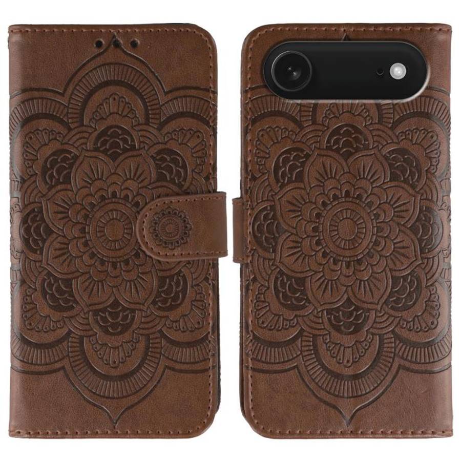 Sun Mandala Embossing Leather Phone Case, For iPhone 16e / 17e, For iPhone 17 Pro Max, For iPhone...