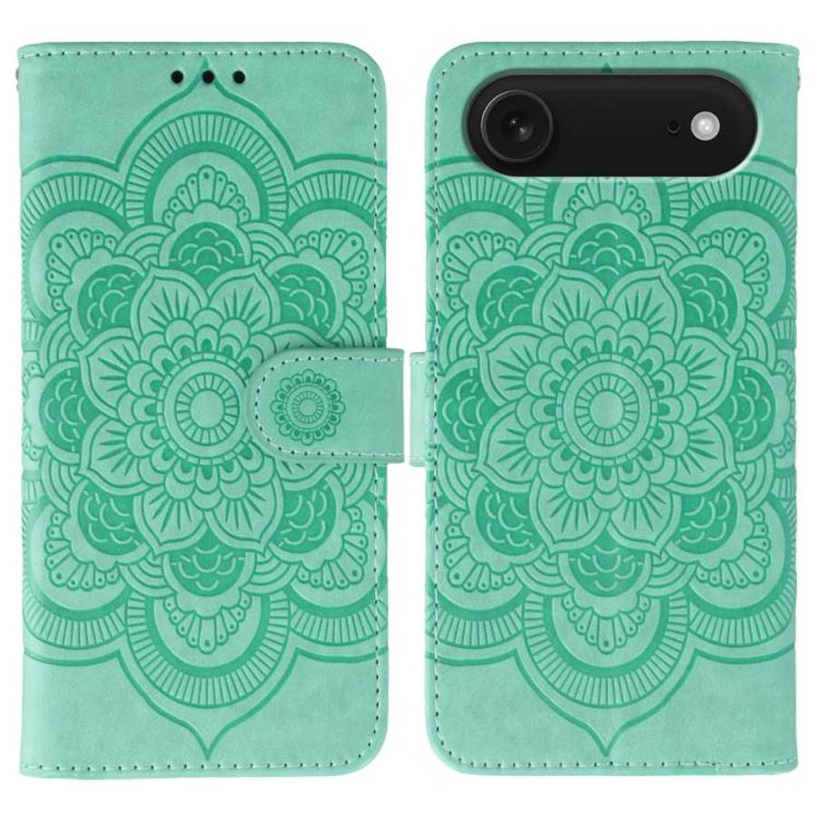 Sun Mandala Embossing Leather Phone Case, For iPhone 16e / 17e, For iPhone 17 Pro Max, For iPhone...