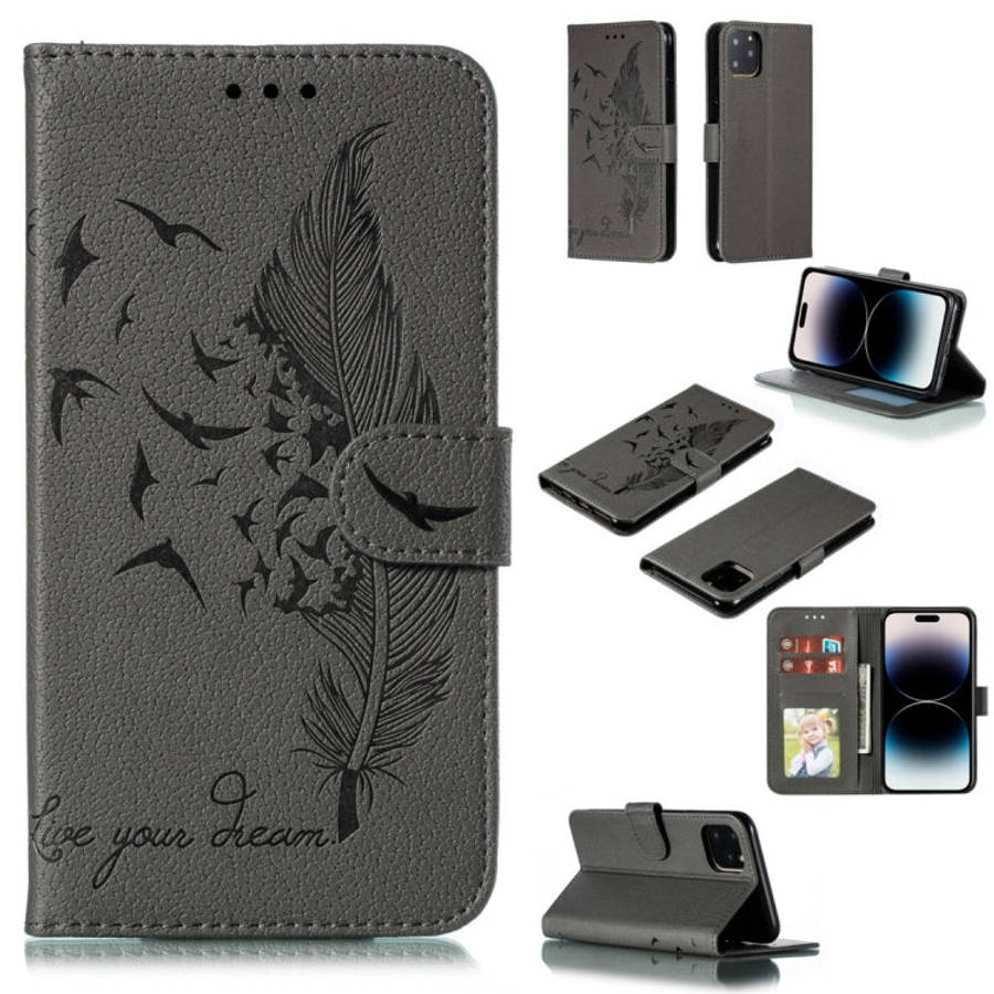 Feather Pattern Litchi Texture Leather Phone Case, For iPhone 17 Pro Max, For iPhone 17 Pro, For ...