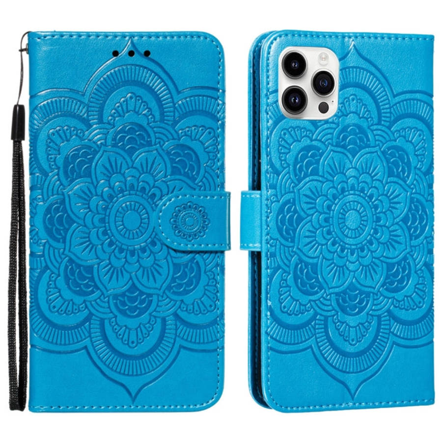 Mandala Embossing Pattern Horizontal Flip Leather Phone Case, For iPhone 16 Pro Max, For iPhone 1...