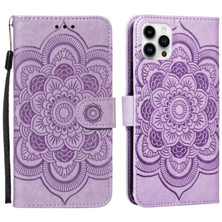 Mandala Embossing Pattern Horizontal Flip Leather Phone Case, For iPhone 16 Pro Max, For iPhone 1...
