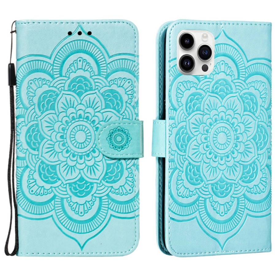 Mandala Embossing Pattern Horizontal Flip Leather Phone Case, For iPhone 16 Pro Max, For iPhone 1...