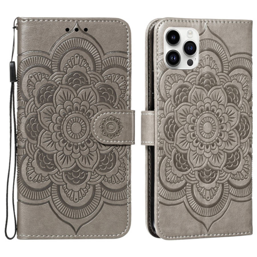 Mandala Embossing Pattern Horizontal Flip Leather Phone Case, For iPhone 16 Pro Max, For iPhone 1...
