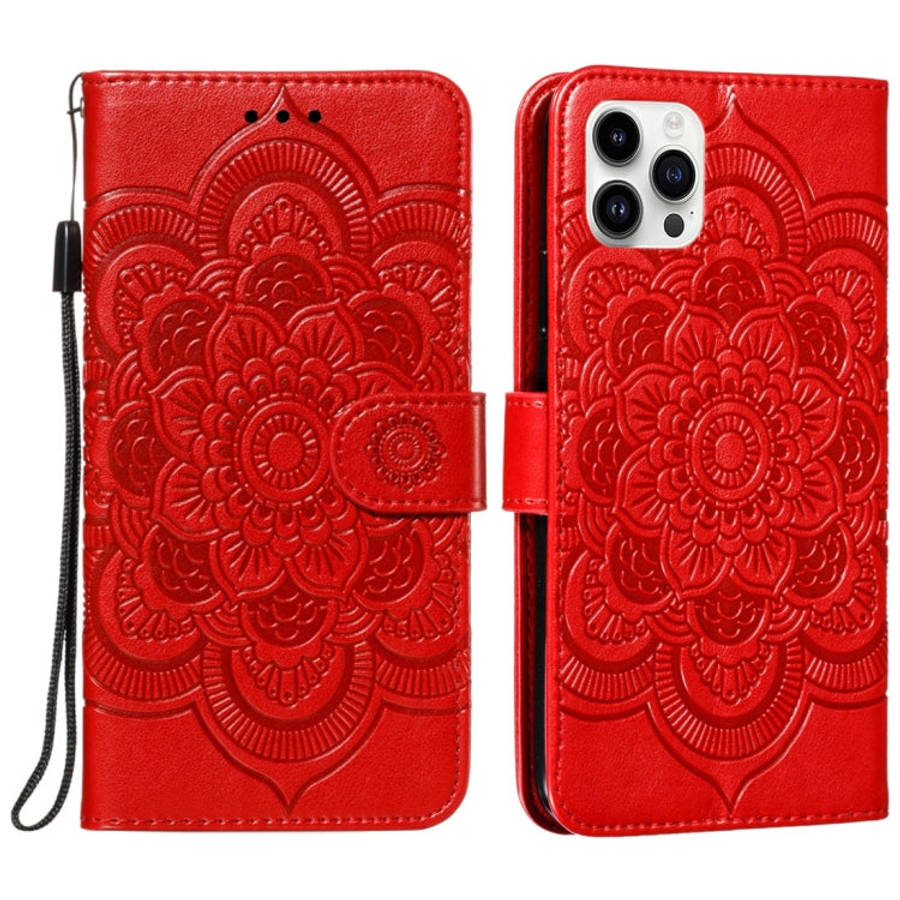 Mandala Embossing Pattern Horizontal Flip Leather Phone Case, For iPhone 16 Pro Max, For iPhone 1...