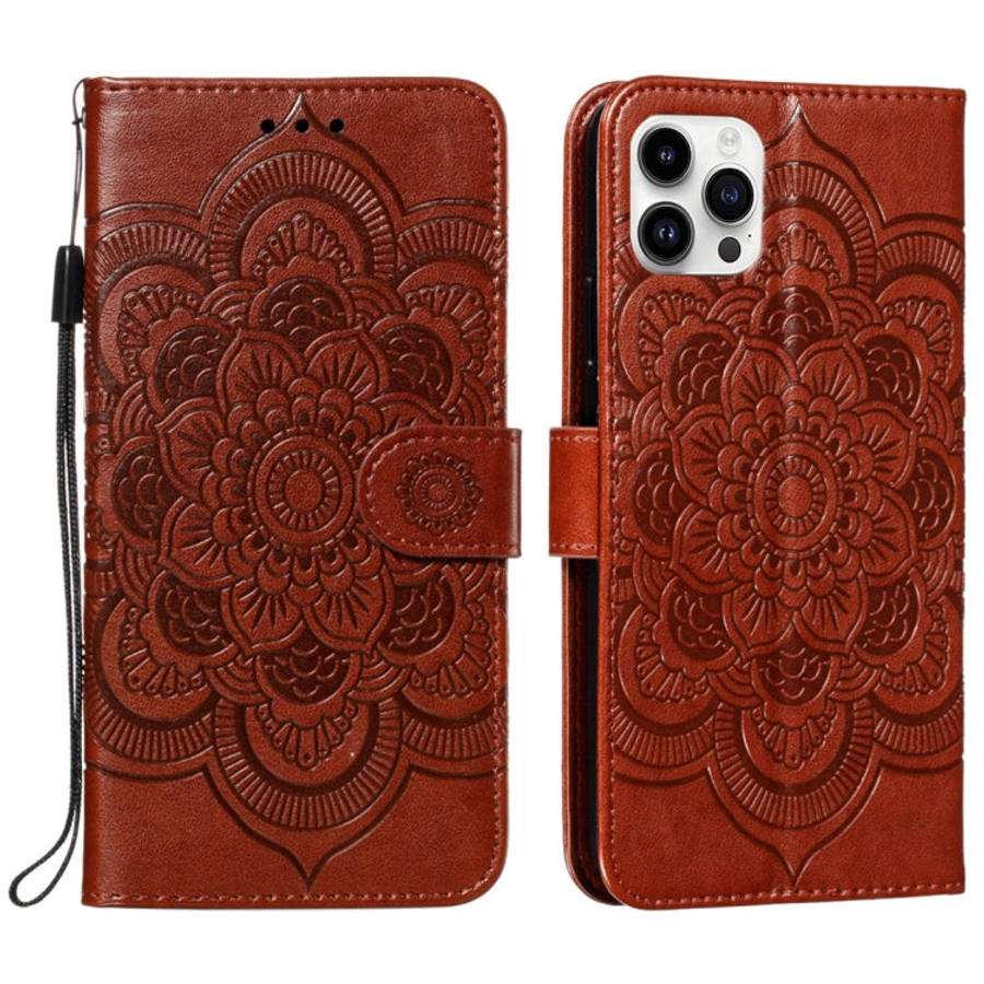 Mandala Embossing Pattern Horizontal Flip Leather Phone Case, For iPhone 16 Pro Max, For iPhone 1...