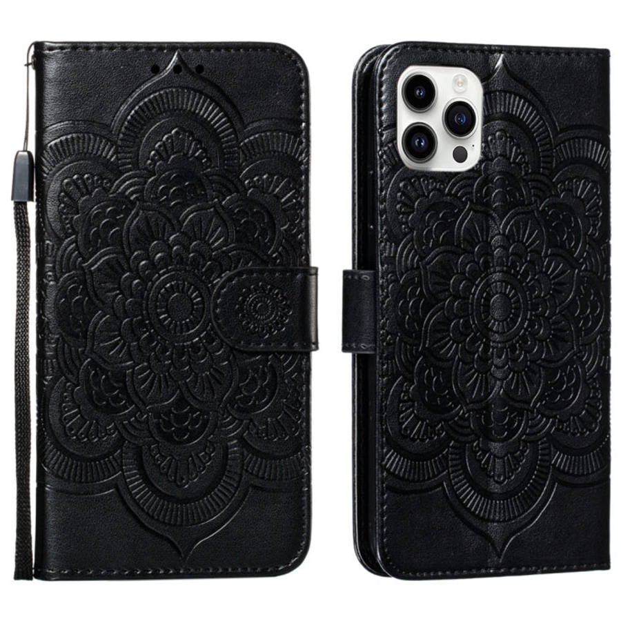 Mandala Embossing Pattern Horizontal Flip Leather Phone Case, For iPhone 16 Pro Max, For iPhone 1...