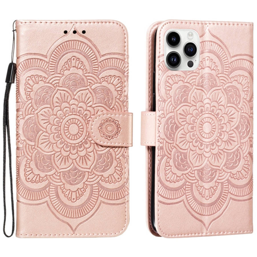 Mandala Embossing Pattern Horizontal Flip Leather Phone Case, For iPhone 16 Pro Max, For iPhone 1...