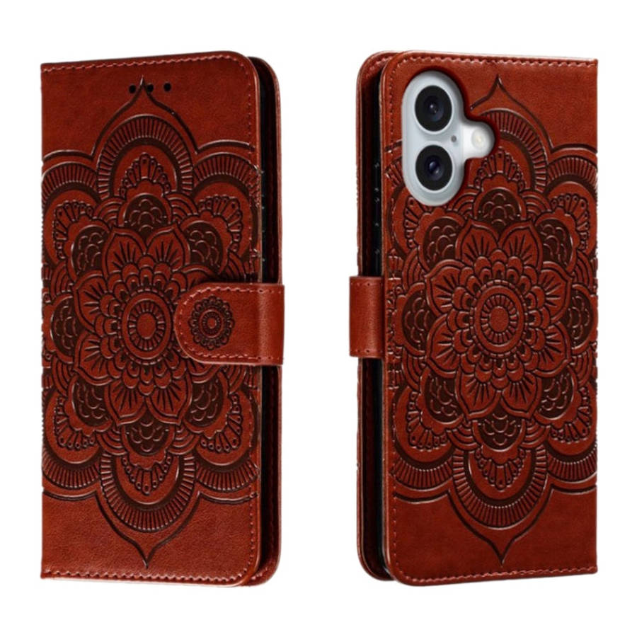 Mandala Embossing Pattern Horizontal Flip Leather Phone Case, For iPhone 16 Pro Max, For iPhone 1...