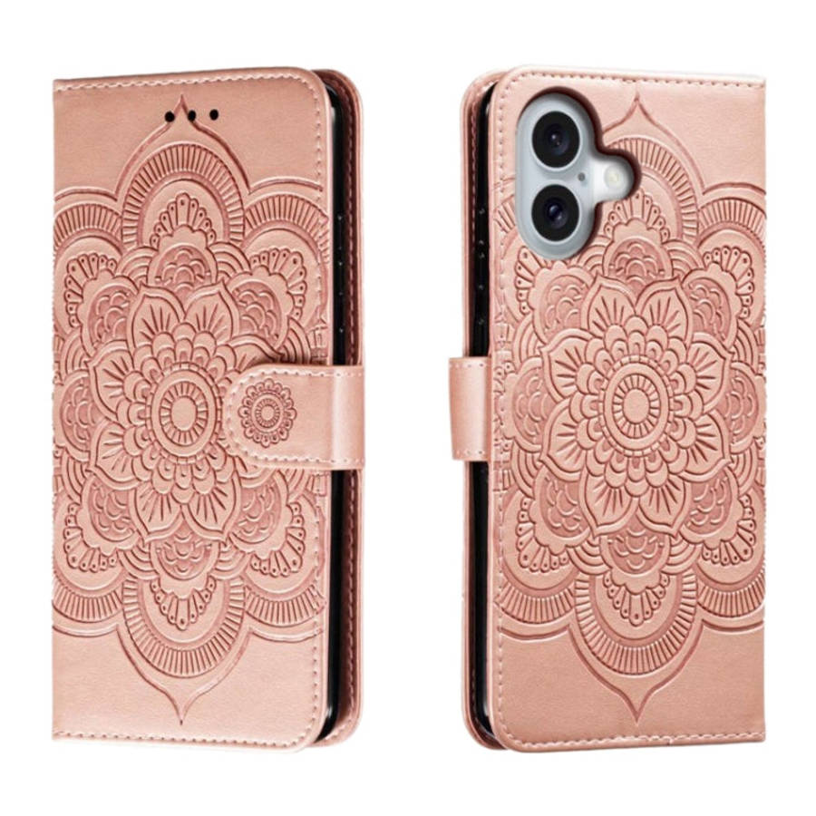 Mandala Embossing Pattern Horizontal Flip Leather Phone Case, For iPhone 16 Pro Max, For iPhone 1...