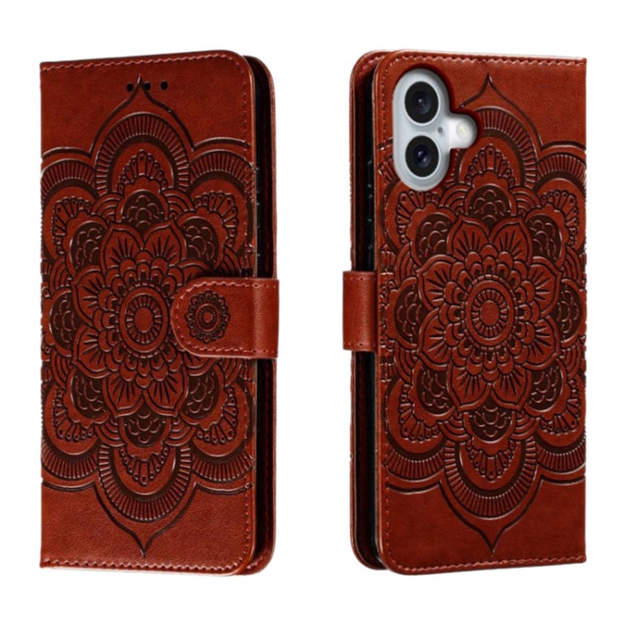 Mandala Embossing Pattern Horizontal Flip Leather Phone Case, For iPhone 16 Pro Max, For iPhone 1...