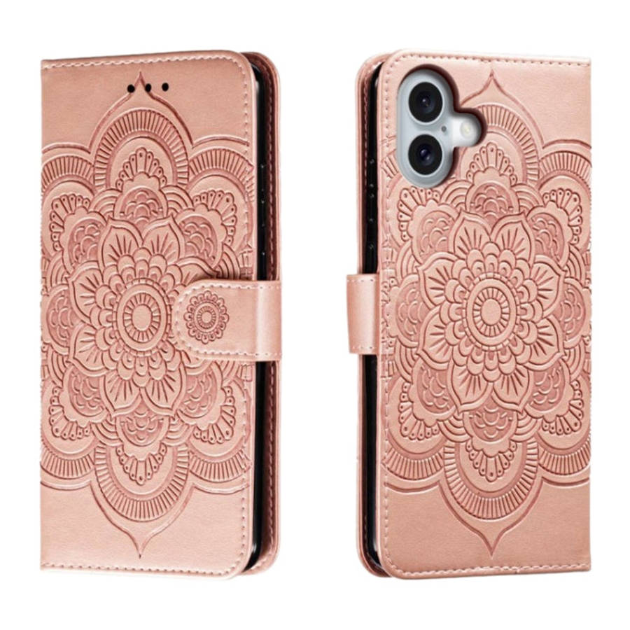 Mandala Embossing Pattern Horizontal Flip Leather Phone Case, For iPhone 16 Pro Max, For iPhone 1...