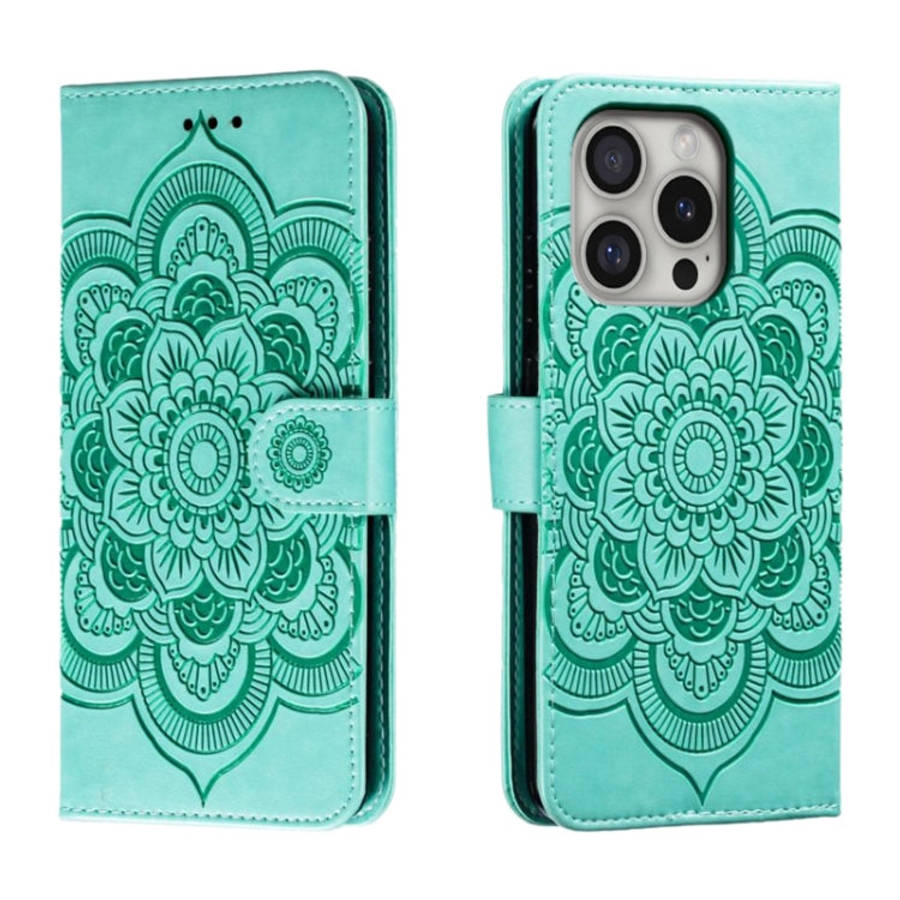 Mandala Embossing Pattern Horizontal Flip Leather Phone Case, For iPhone 16 Pro Max, For iPhone 1...