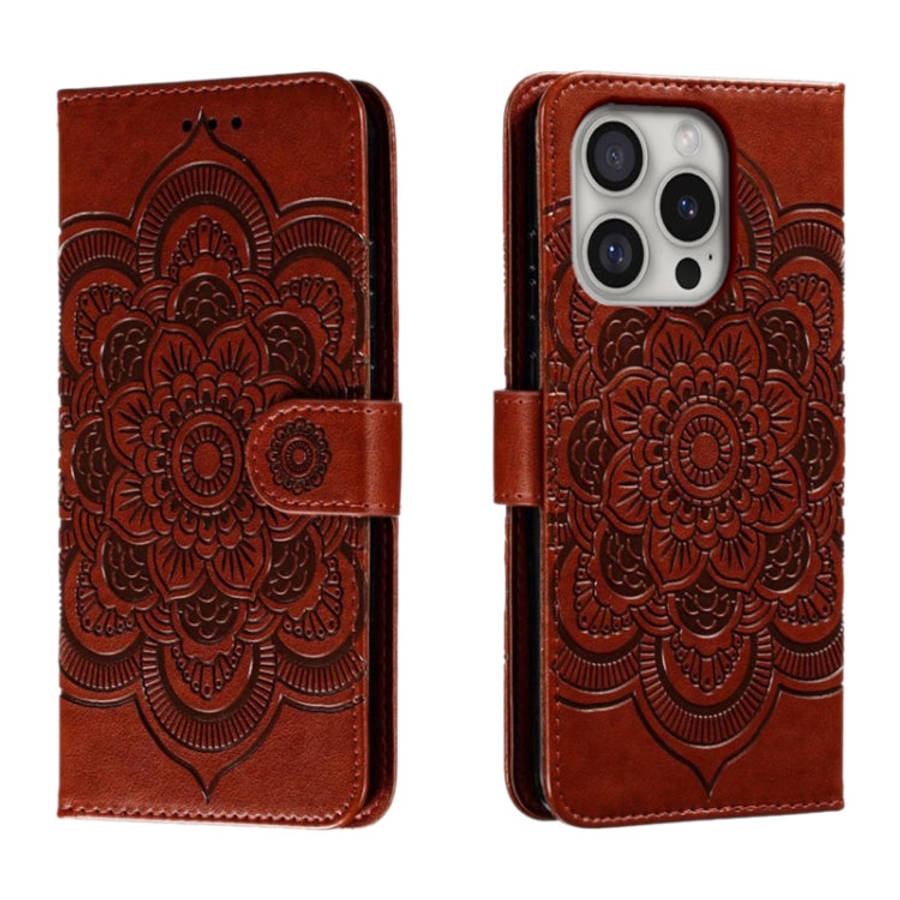 Mandala Embossing Pattern Horizontal Flip Leather Phone Case, For iPhone 16 Pro Max, For iPhone 1...