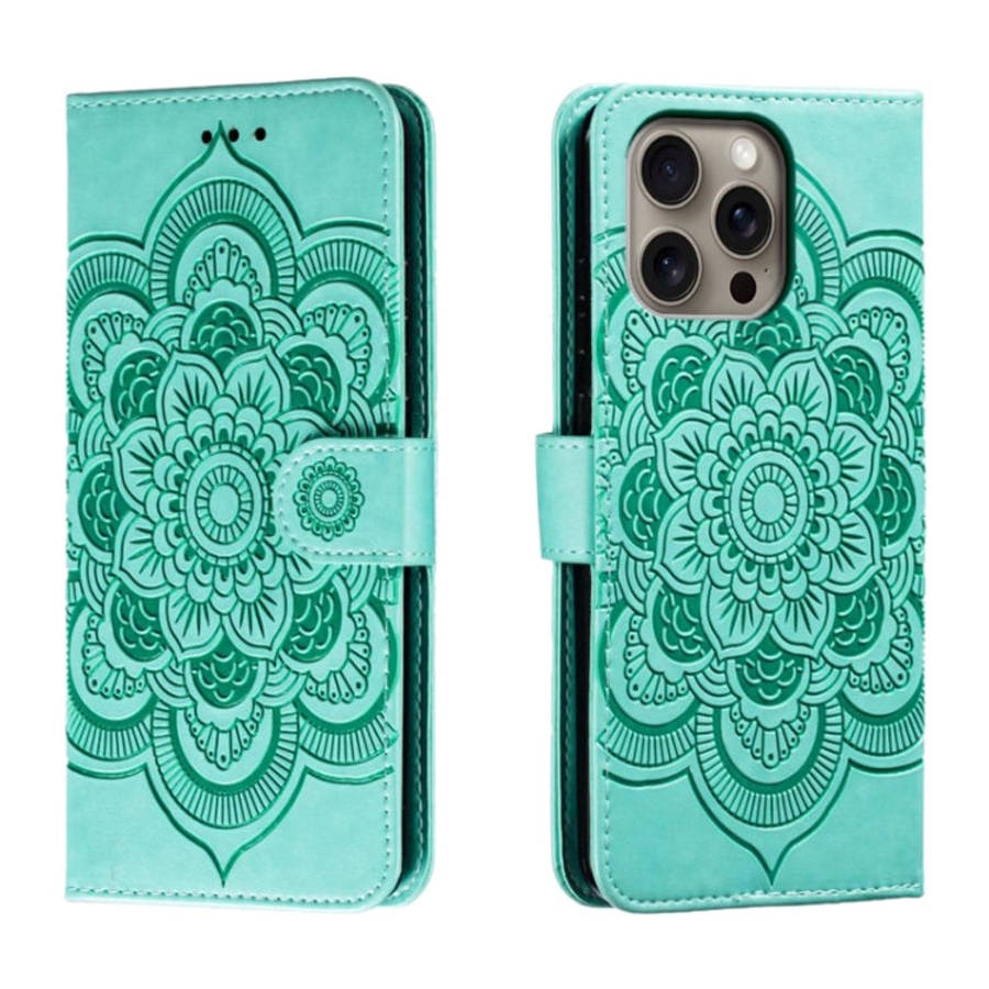 Mandala Embossing Pattern Horizontal Flip Leather Phone Case, For iPhone 16 Pro Max, For iPhone 1...