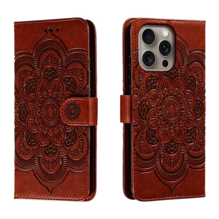 Mandala Embossing Pattern Horizontal Flip Leather Phone Case, For iPhone 16 Pro Max, For iPhone 1...