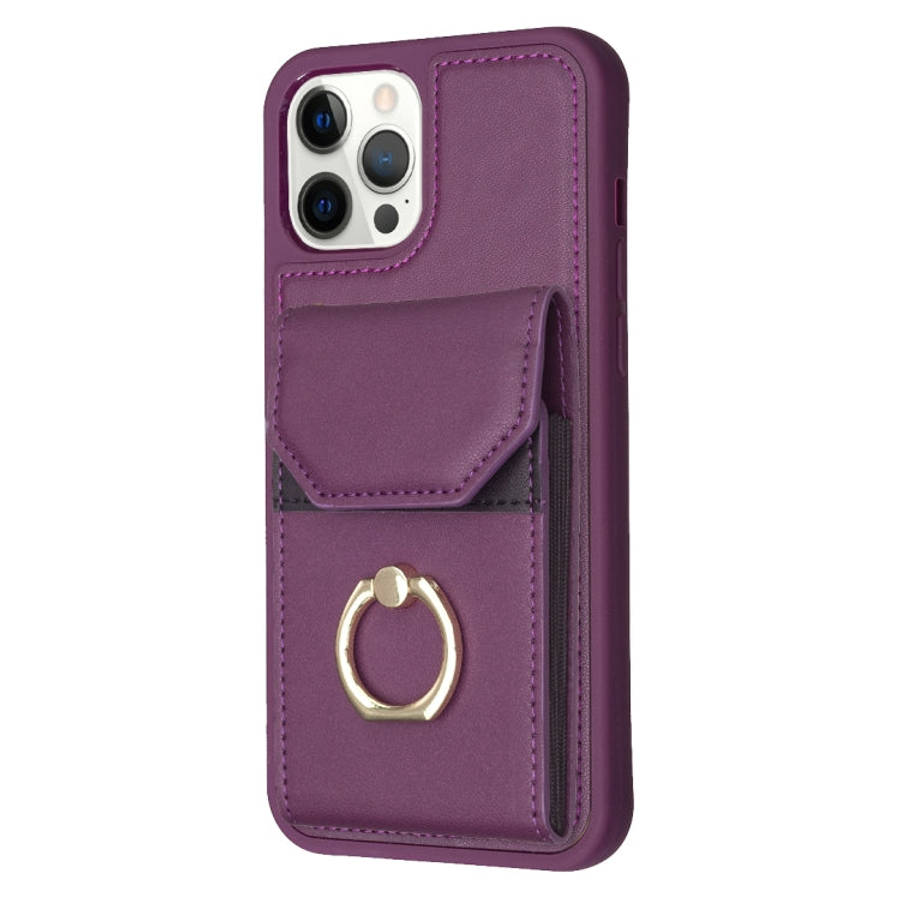 BF29 Organ Card Bag Ring Holder Phone Case, For iPhone 15 Pro Max, For iPhone 15 Pro, For iPhone ...