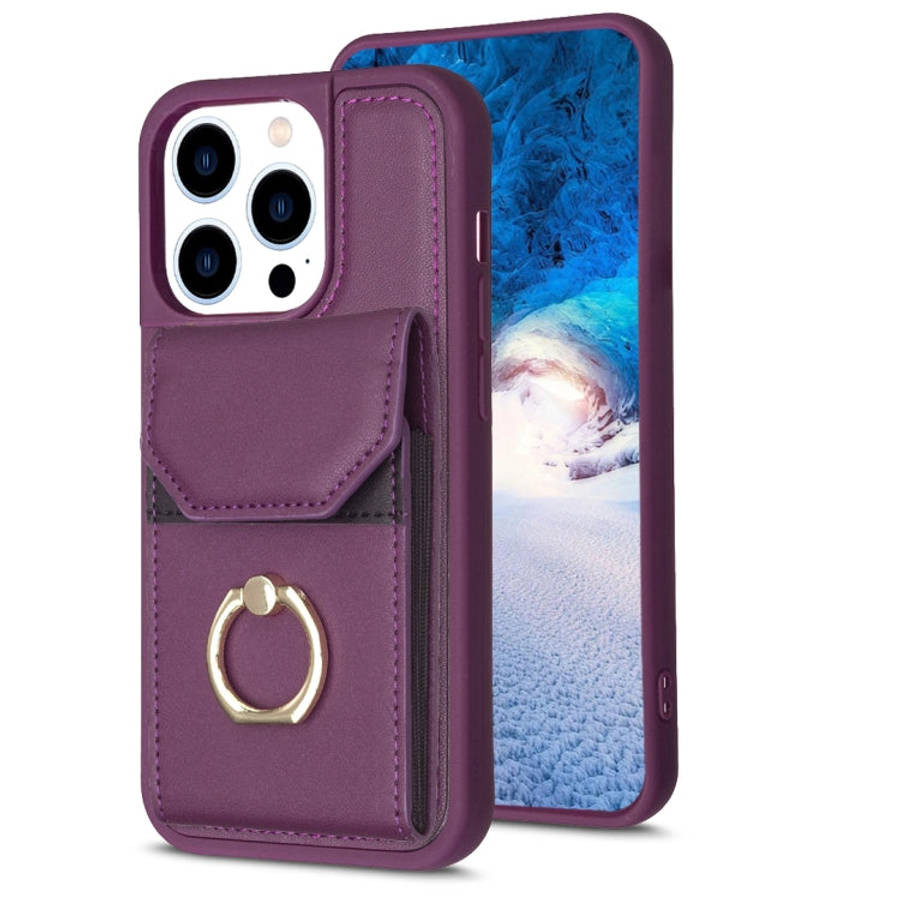 BF29 Organ Card Bag Ring Holder Phone Case, For iPhone 15 Pro Max, For iPhone 15 Pro, For iPhone ...
