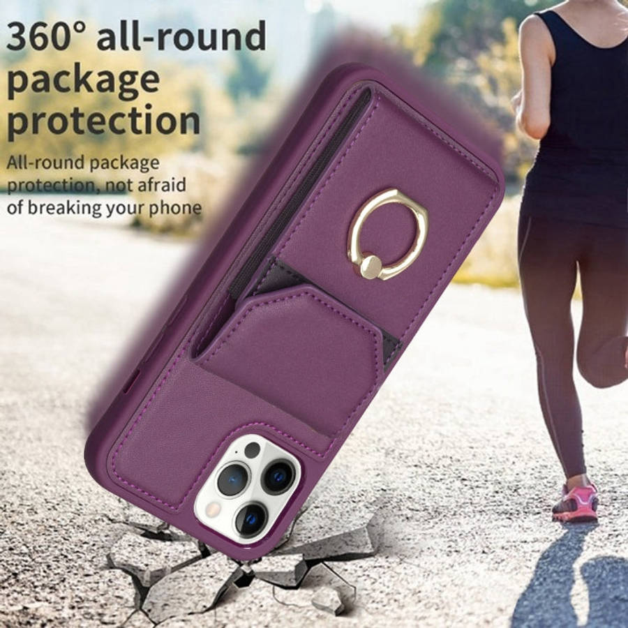 BF29 Organ Card Bag Ring Holder Phone Case, For iPhone 13 Pro Max, For iPhone 13 Pro, For iPhone ...