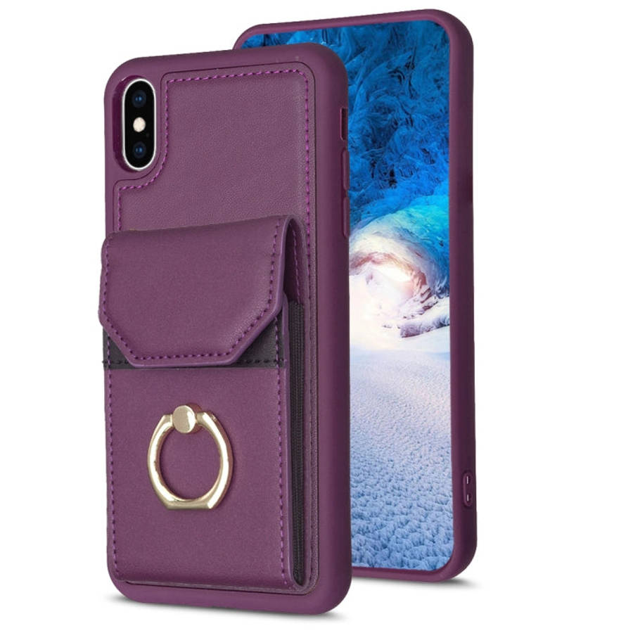 BF29 Organ Card Bag Ring Holder Phone Case, For iPhone XS Max, For iPhone 8 Plus / 7 Plus