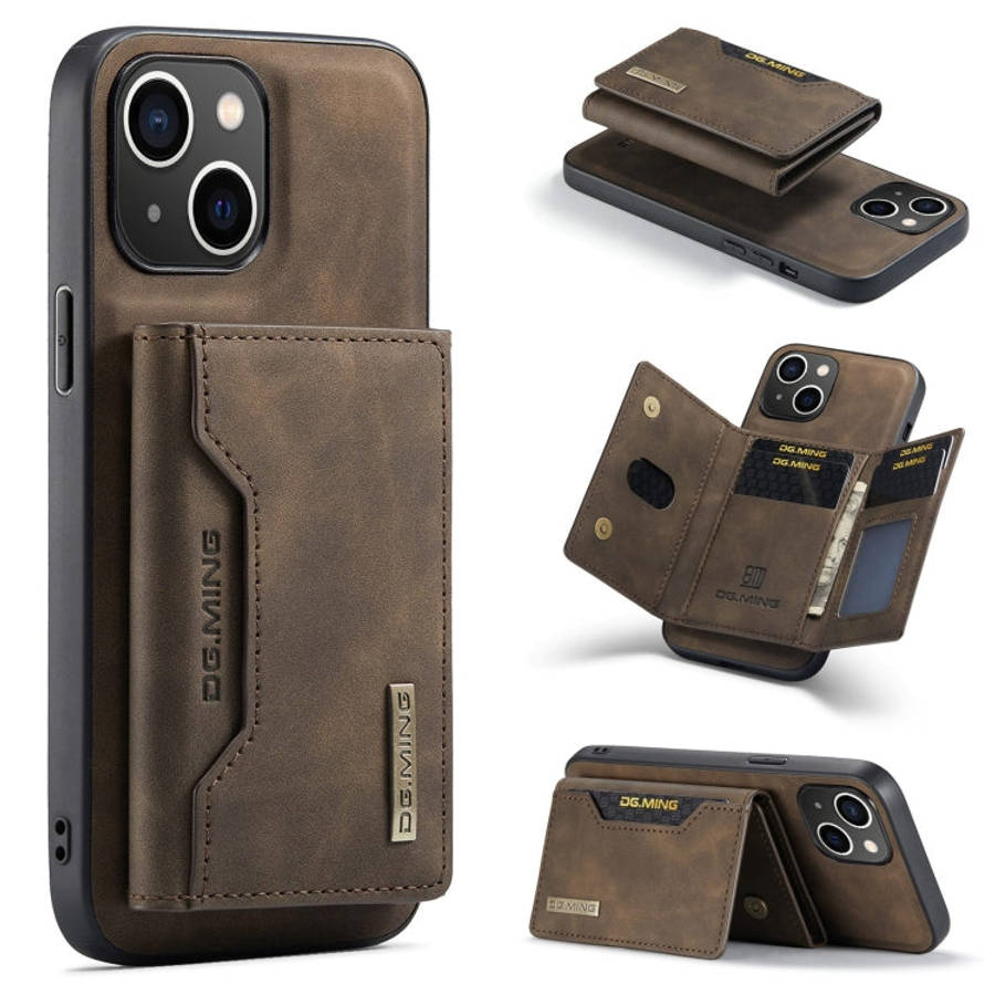 DG.MING M2 Series 3-Fold Card Bag Wallet Leather Phone Case, For iPhone 15 Pro Max, For iPhone 15...
