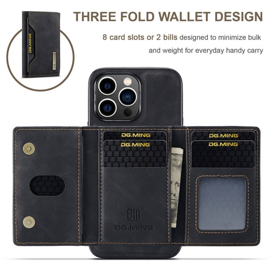 DG.MING M2 Series 3-Fold Card Bag Wallet Leather Phone Case, For iPhone 15 Pro Max, For iPhone 15...