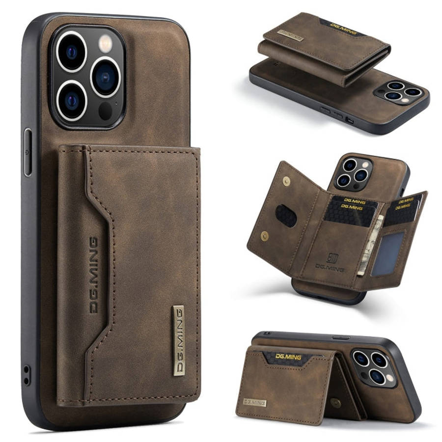 DG.MING M2 Series 3-Fold Card Bag Wallet Leather Phone Case, For iPhone 15 Pro Max, For iPhone 15...