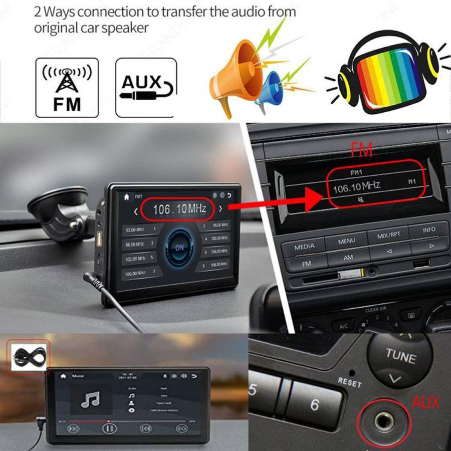 Car 7 inch IPS Portable Smart Screen Wireless Screen Projection Carplay Android Auto, with Revers...