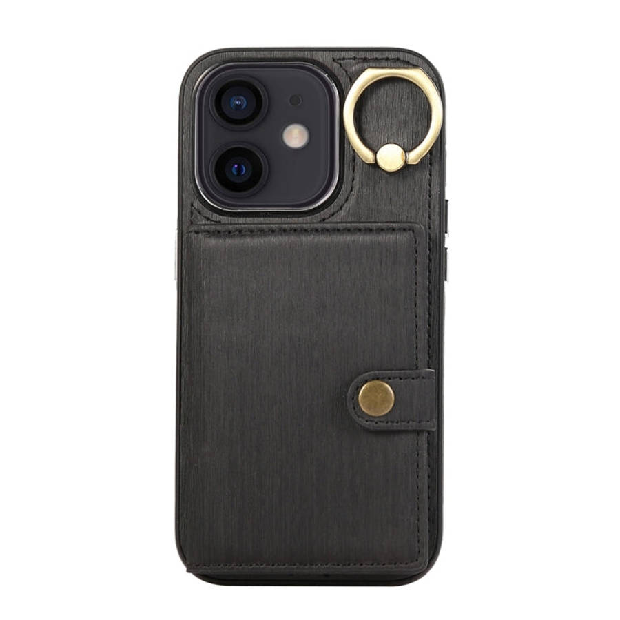 Brushed Texture Wallet Ring Holder Phone Case, For iPhone 13 Pro, For iPhone 13, For iPhone 12 / ...