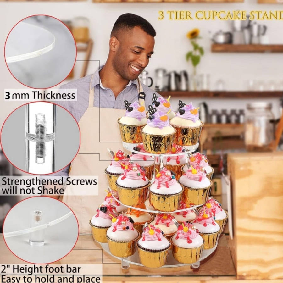 YX062 3 Tier Acrylic Circular Cupcake Stand, YX062