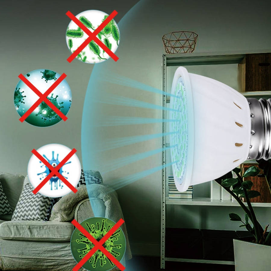 UVC Ozone Sterilizer Germicidal Disinfection Lamp, E27 110V 72 LEDs Lamp Cup Style