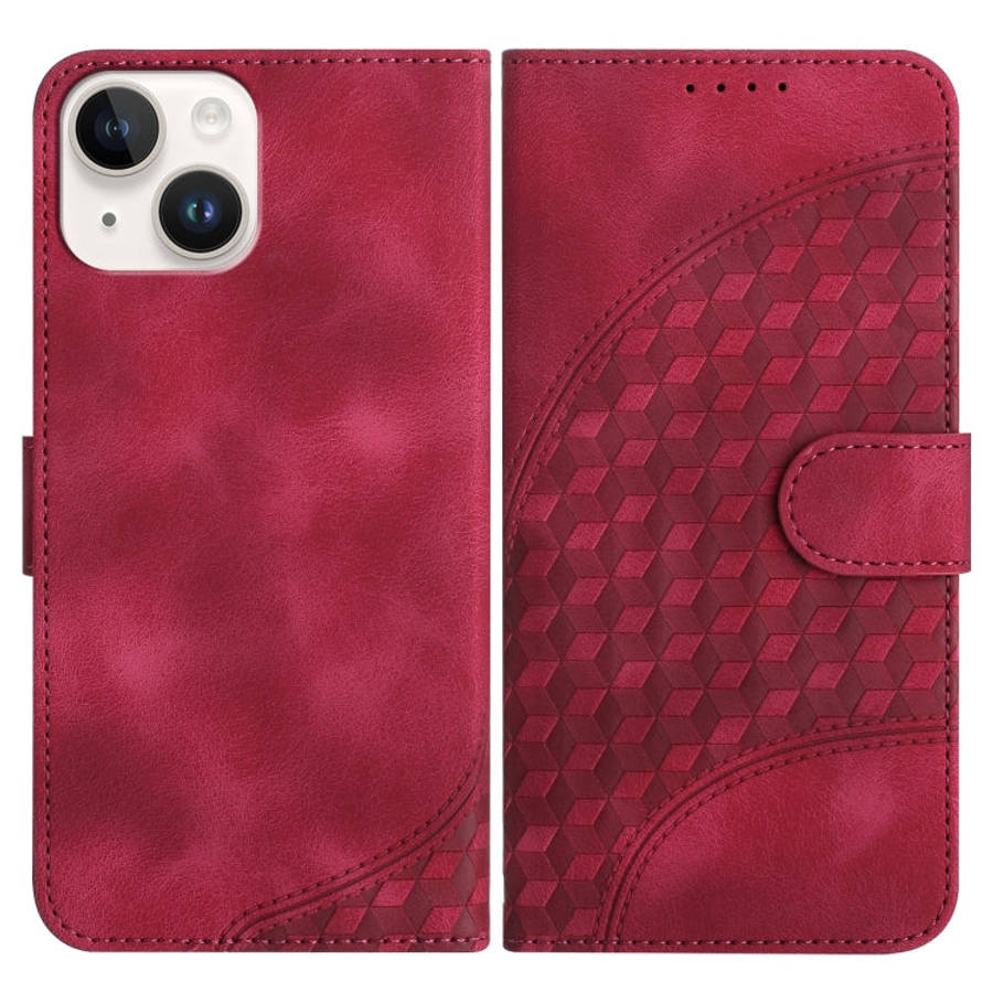 YX0060 Elephant Head Embossed Phone Leather Case with Lanyard, For iPhone 15, For iPhone 14 Plus,...