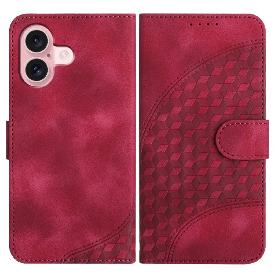 YX0060 Elephant Head Embossed Phone Leather Case with Lanyard, For iPhone 16 Pro, For iPhone 16 P...