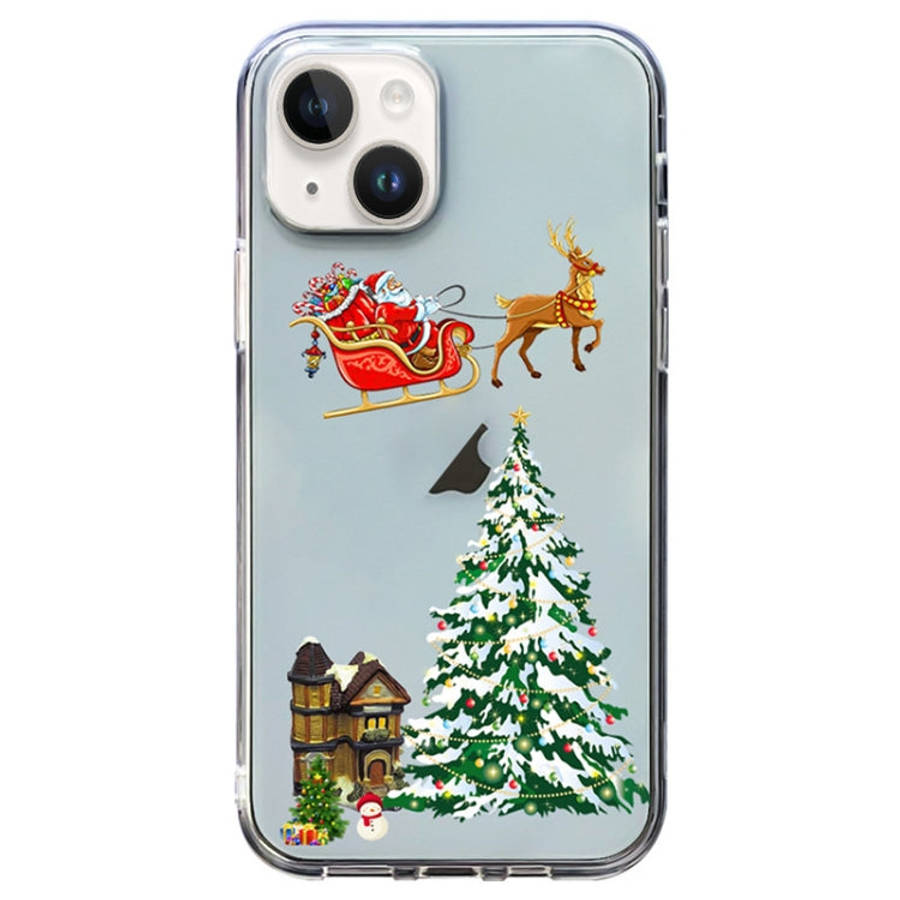 Christmas Colored Drawing Pattern High Transparent Soft TPU Phone Case, For iPhone 15 Pro Max, Fo...