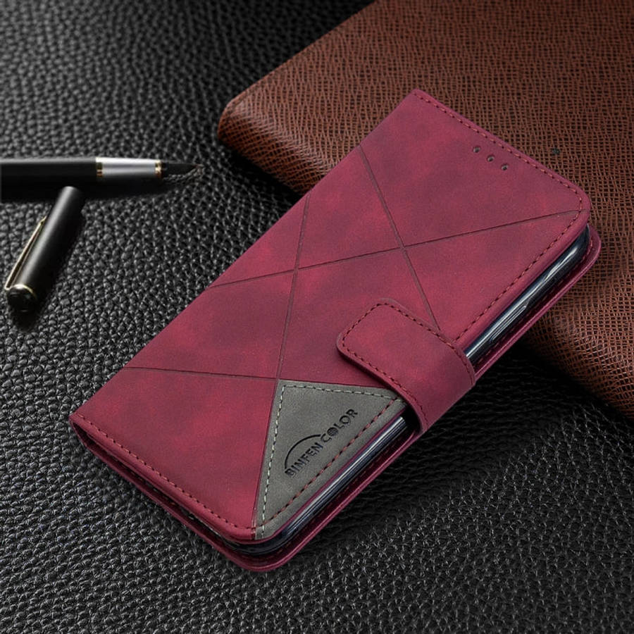 Rhombus Texture Magnetic Buckle Horizontal Flip Leather Case with Holder & Card Slots & Wallet & ...