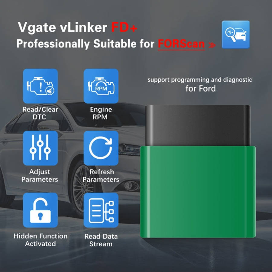 Vgate VLINKER FD + V2.2 Bluetooth 4.0 Car OBD Fault Diagnosis Detector, FD + V2.2 Bluetooth 4.0