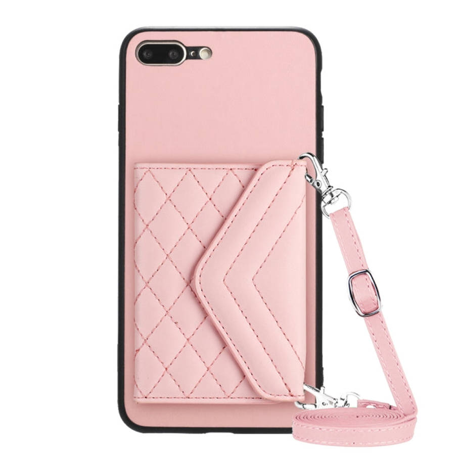 Rhombic Texture Card Bag RFID Phone Case with Long Lanyard, For iPhone 12 mini, For iPhone 11 Pro...