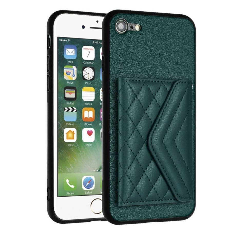 Rhombic Texture Card Bag RFID Phone Case with Long Lanyard, For iPhone SE 2022 / SE 2020, For iPh...