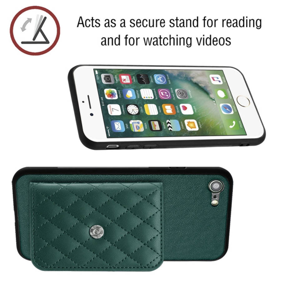 Rhombic Texture Card Bag RFID Phone Case with Long Lanyard, For iPhone SE 2022 / SE 2020, For iPh...