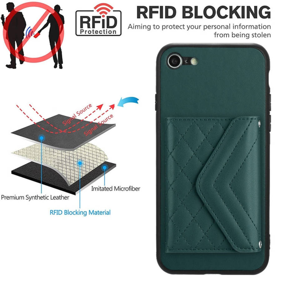 Rhombic Texture Card Bag RFID Phone Case with Long Lanyard, For iPhone SE 2022 / SE 2020, For iPh...