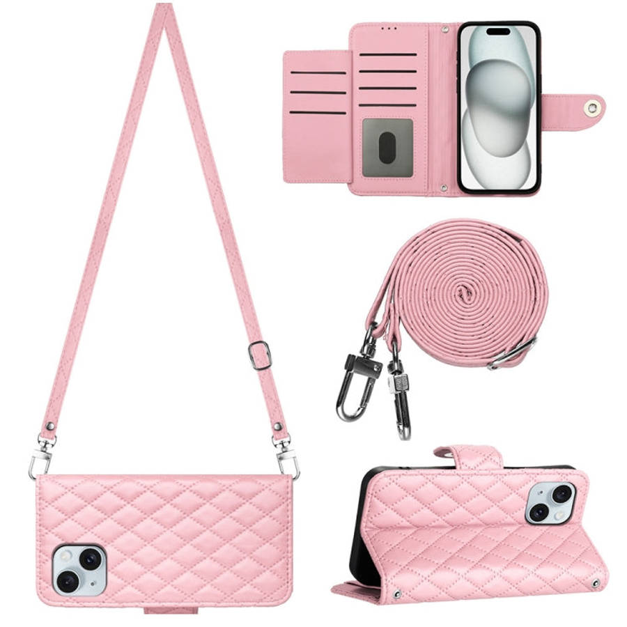 Rhombic Texture Flip Leather Phone Case with Long Lanyard, For iPhone SE 2022 / 2020 / 8 / 7, For...