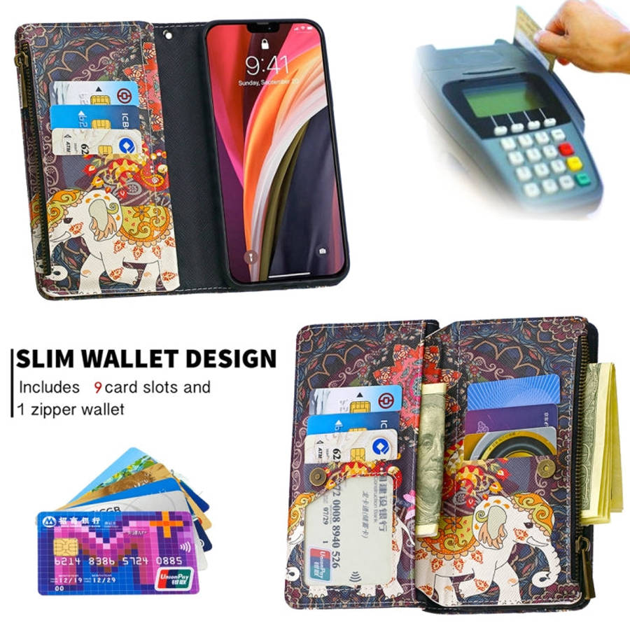 Colored Drawing Pattern Zipper Horizontal Flip Leather Case with Holder & Card Slots & Wallet, Fo...