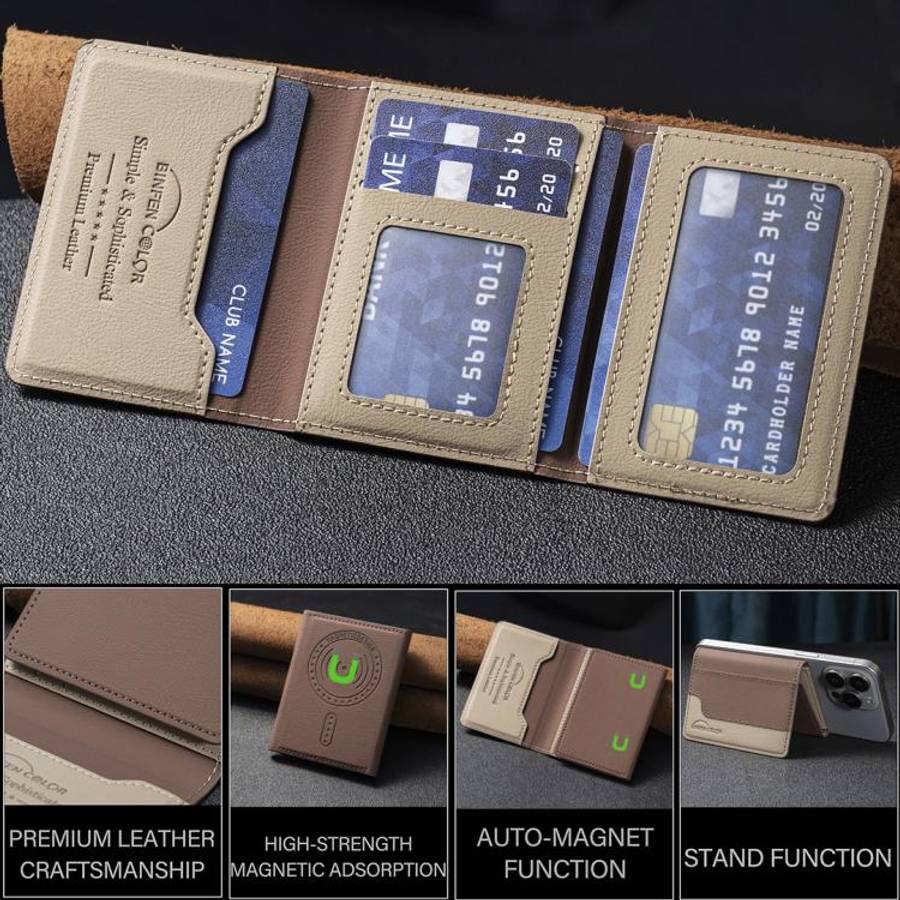 Color Matching Leather Horizontal Magnetic Wallet Card Bag Case