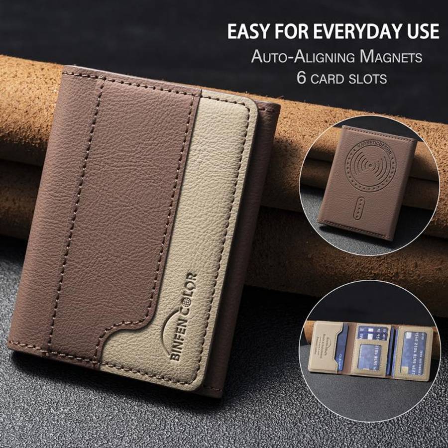 Color Matching Leather Horizontal Magnetic Wallet Card Bag Case