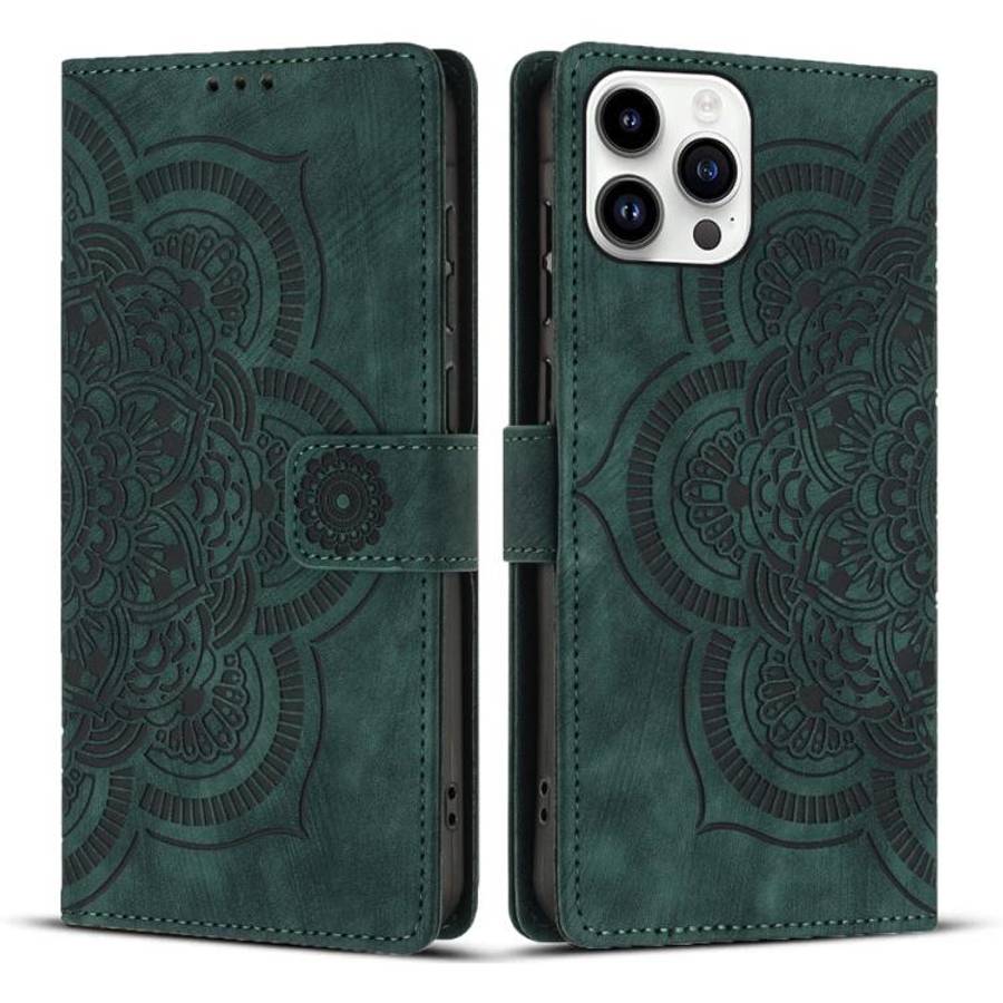 Mandala Embossed Retro Frosted Leather Phone Case, For iPhone 13 Pro Max, For iPhone 13 Pro, For ...