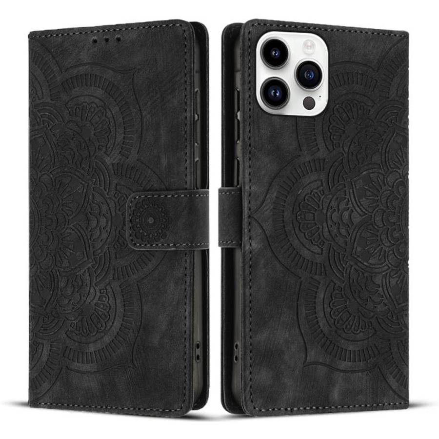 Mandala Embossed Retro Frosted Leather Phone Case, For iPhone 13 Pro Max, For iPhone 13 Pro, For ...