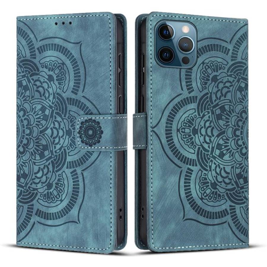 Mandala Embossed Retro Frosted Leather Phone Case, For iPhone 13 Pro Max, For iPhone 13 Pro, For ...