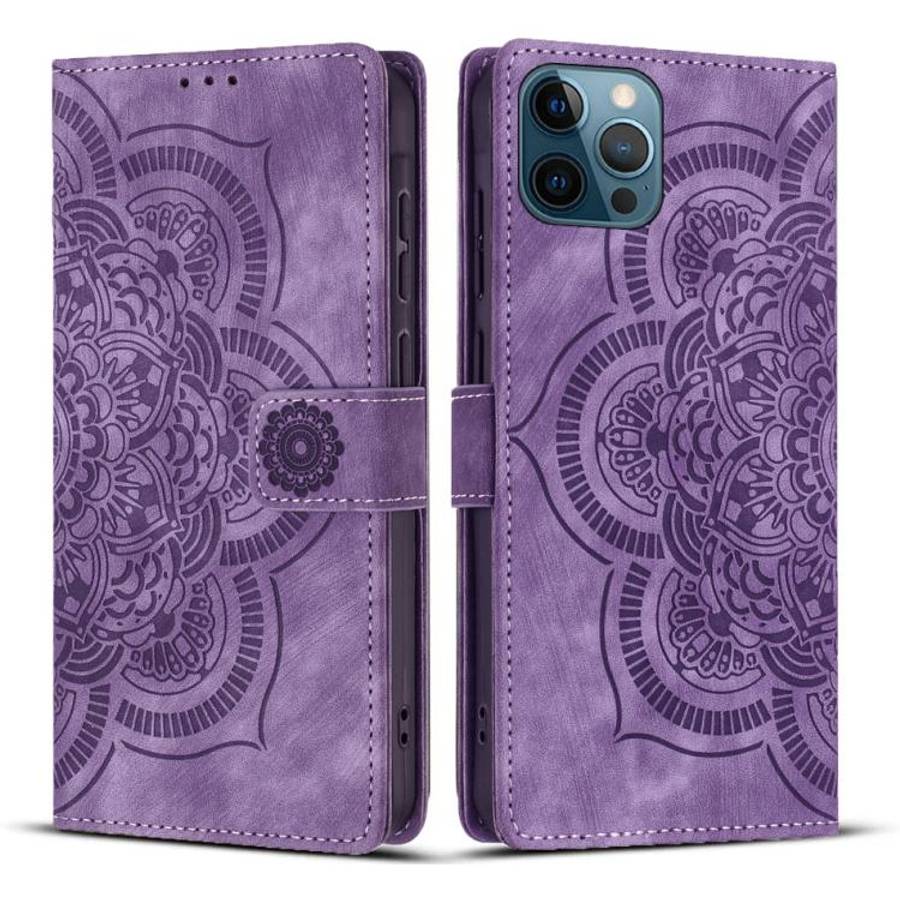 Mandala Embossed Retro Frosted Leather Phone Case, For iPhone 13 Pro Max, For iPhone 13 Pro, For ...