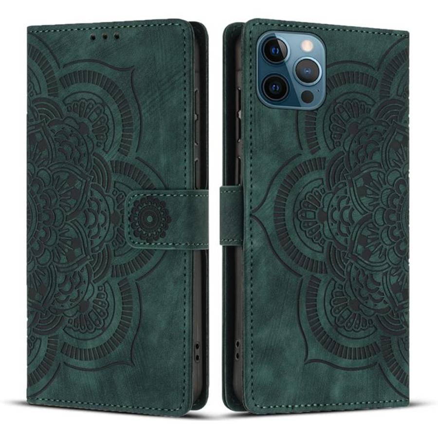 Mandala Embossed Retro Frosted Leather Phone Case, For iPhone 13 Pro Max, For iPhone 13 Pro, For ...